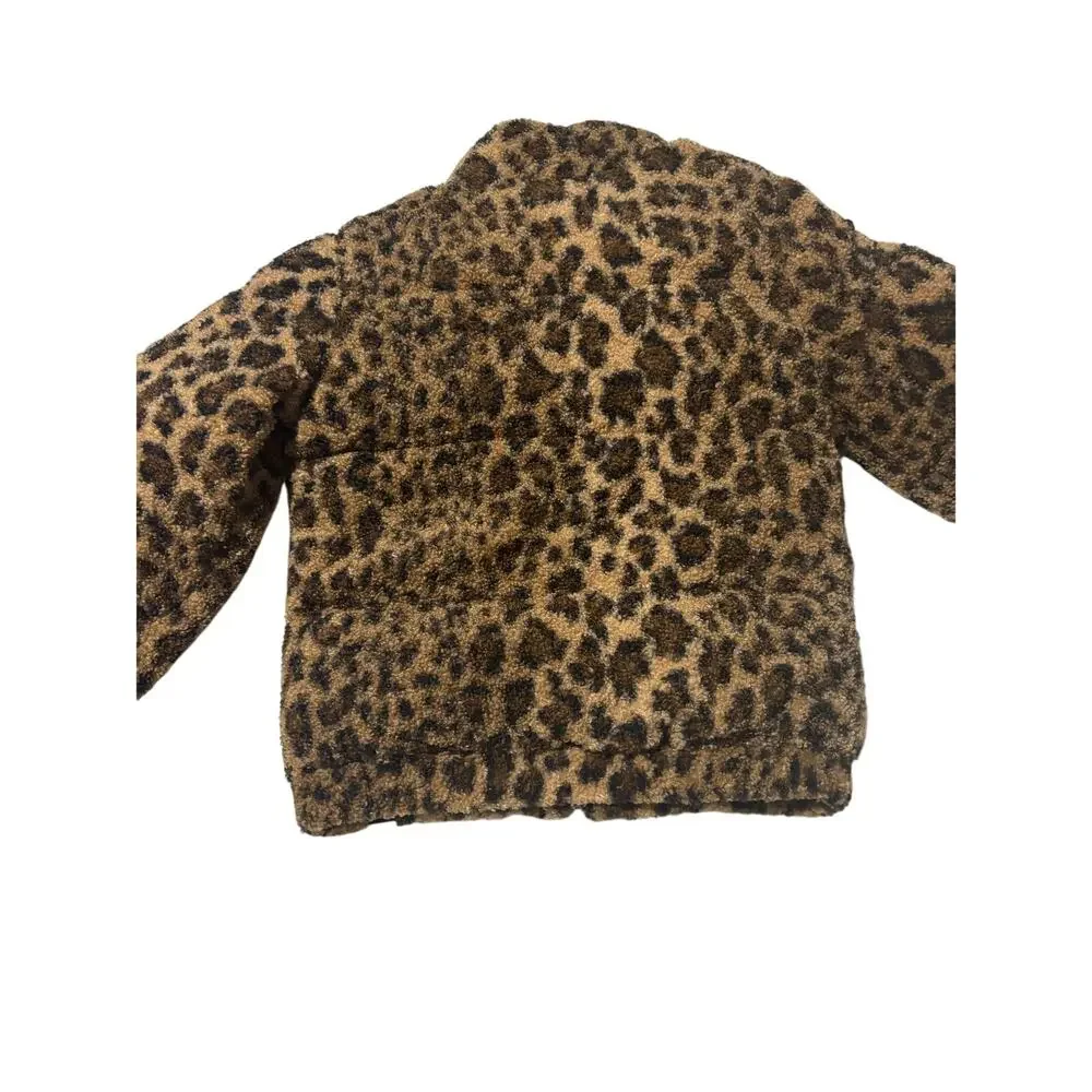 Kensie Girl 7/8 cheetah print boucle type finish puffer jacket euc w/ pockets